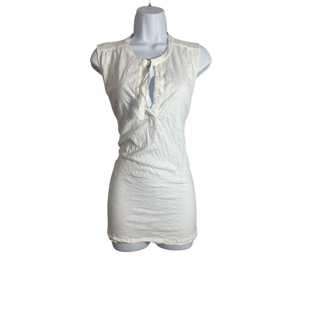 Anthropologie Akemi + Kin White Cotton Keyhole Sleeveless Top XL OB901089